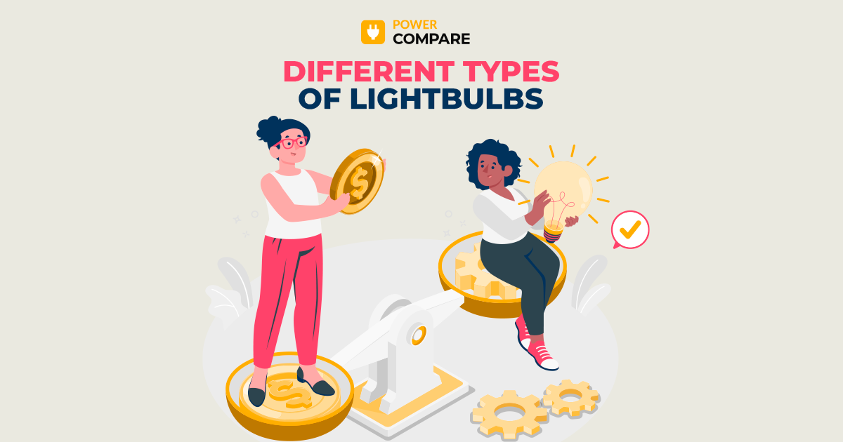 Different Types of Lightbulbs with Power Compare